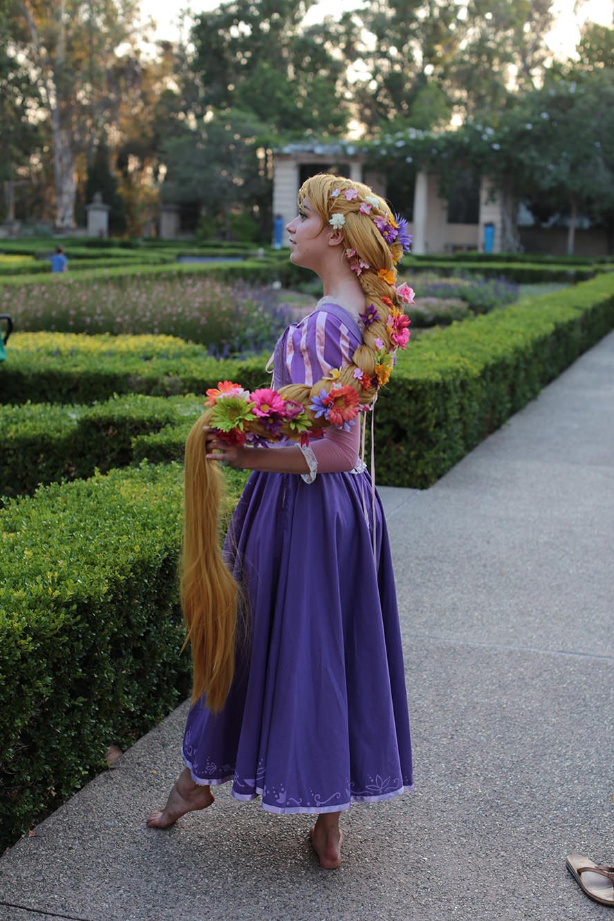 rapunzel cosplay wig Tangled rapunzel braid flowers